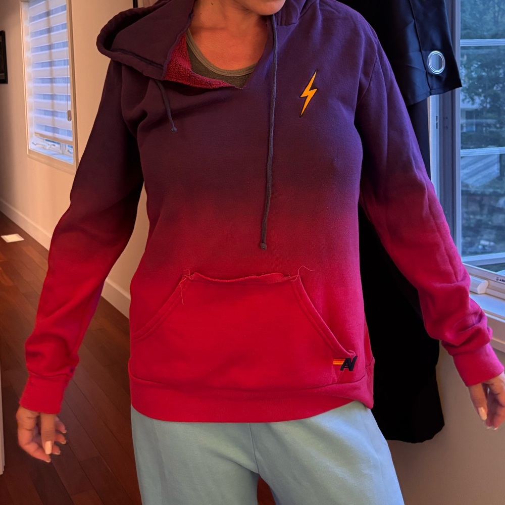 Aviator Nation Purple and Pink Ombre Hoodie
